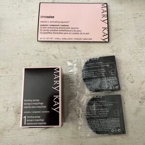 New Mary Kay Lot - Vitamin C Squares Blending Sponge & 2 Palette Powder Brushes